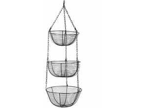 0768788601498 - Senderpick - 3 Etagen Körbe Hängekorb Hänge Etagere Obstkorb Küchenampel Obsthängekorb Hängeampel 84cm Schwarz