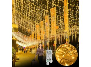 0768998205530 - Led Lichterkette Lichtervorhang 10m für Außen Innen - 400 LEDs Warmweiß Lichterkettenvorhang mit 8 Modi IP44 Wasserfest für Weihnachten Halloween