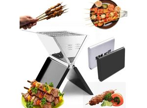 0769092768853 - Senderpick - Holzkohlegrill bbq Klappbarer tragbarer Grill Garten Camping Edelstahl Klappbarer Tischgrill