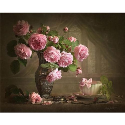 0780571029722 - Büro Malen nach Zahlen - Vase mit Rosen - 40x50cm - 3 Pinsel