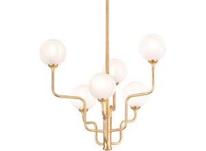 0782042467842 - Hudson Valley Lighting - Hudson Valley Onyx 6-flammiger Kronleuchter im Vintage-Stil mit Blattgold