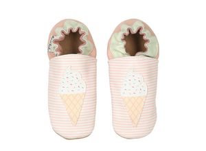 0782248846656 - - Krabbelschuhe ICE CREAM gestreift in rosa Gr18 19