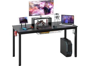 0783501229148 - 140cm Gaming Tisch mit Monitorablage Groß Gamer Schreibtisch