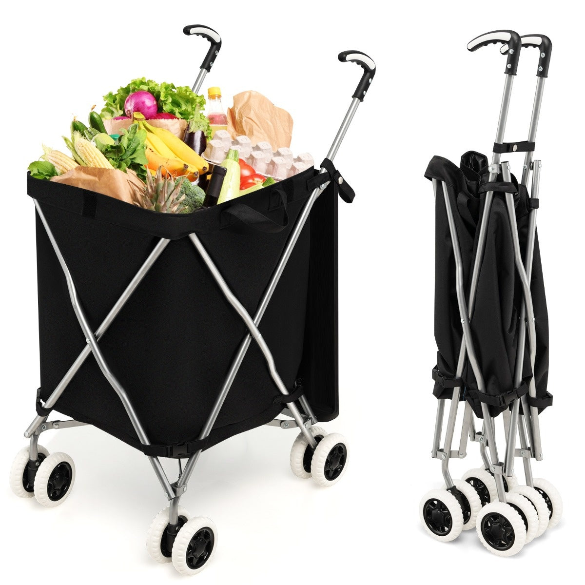 0783501230465 - Einkaufswagen - Zusammenklappbar - Max 54 kg - 66 x 46 x 945 cm - Schwarz