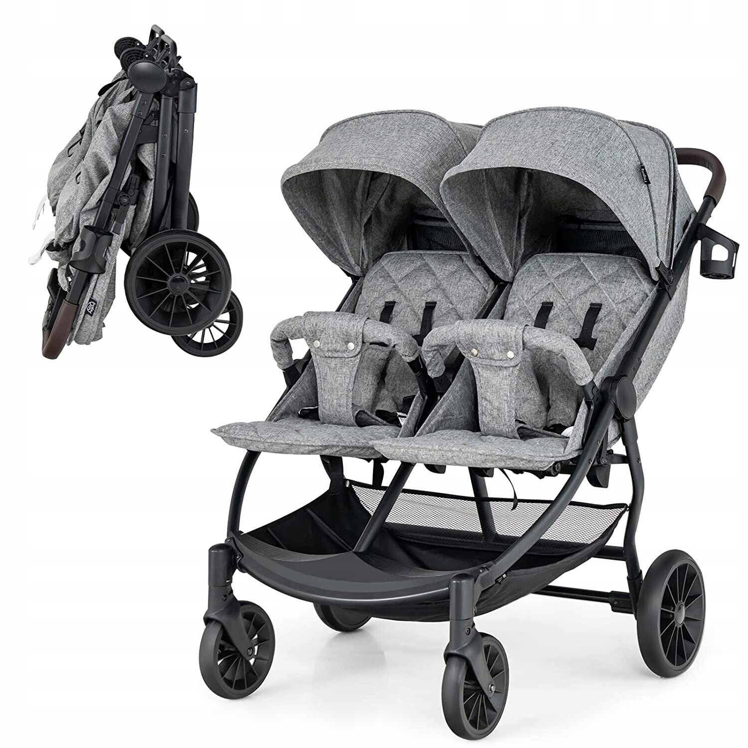 0783501231486 - Doppelkinderwagen - Max 15 kg pro Sitz - 0-3 Jahre - Grau