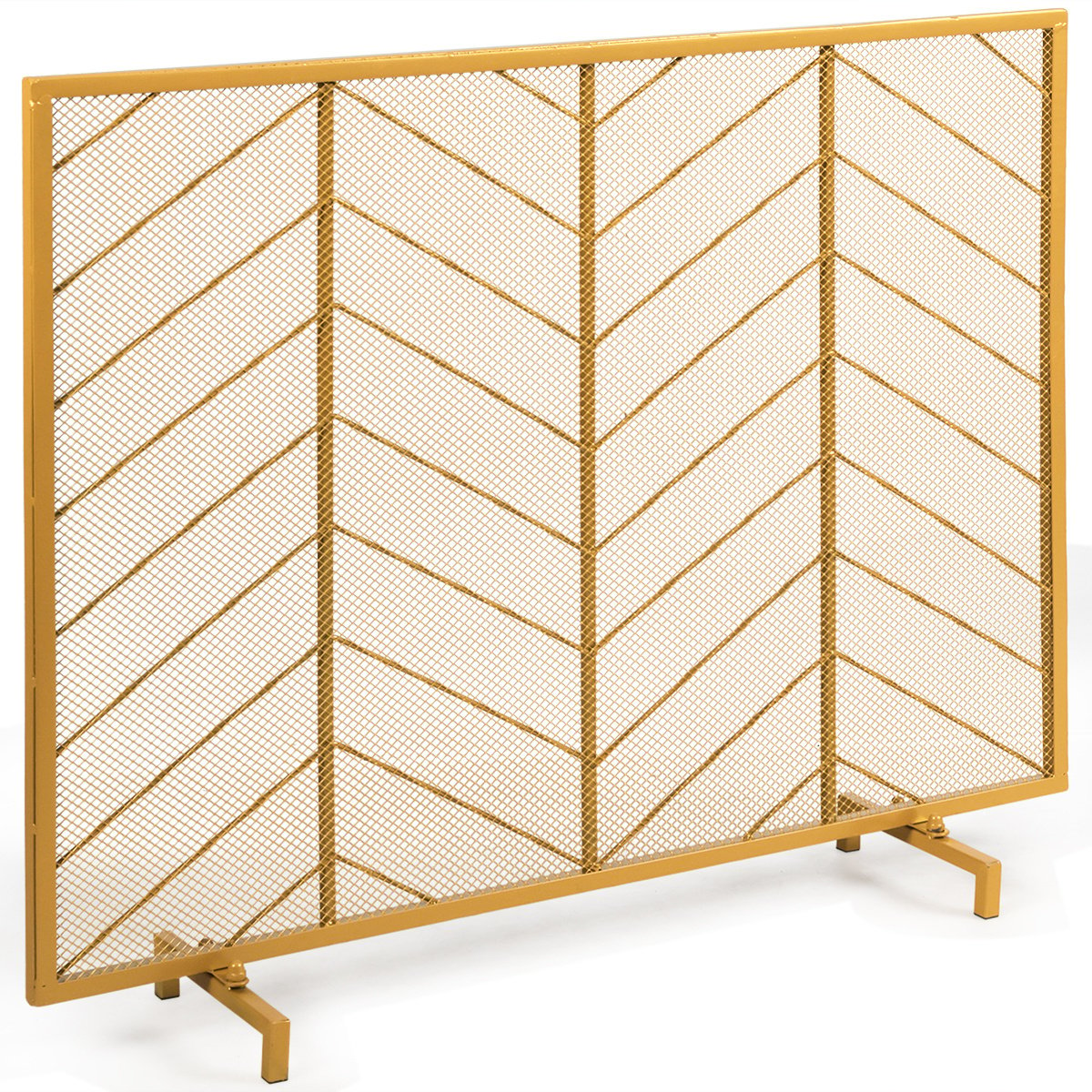 0783501232162 - Costway Modern Einteiliger Schornsteinschutz mit stabilem Rahmen aus Schmiedeeisen 985x22x793cm gold