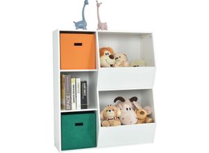 0783501232742 - 3-stöckiges Kinderregal mit 2 zusätzlichen Körben modernes Eckregal 76 x 28 x 94 cm weiß