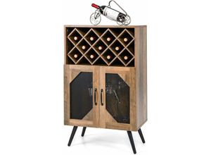 0783501241171 - GOPLUS Weinbarschrank Holz Buffetschrank mit abnehmbarem Weinregal Sideboard Küche mit Glashalter Weinschrank Vintage für Wohnzimmer & Esszimmer