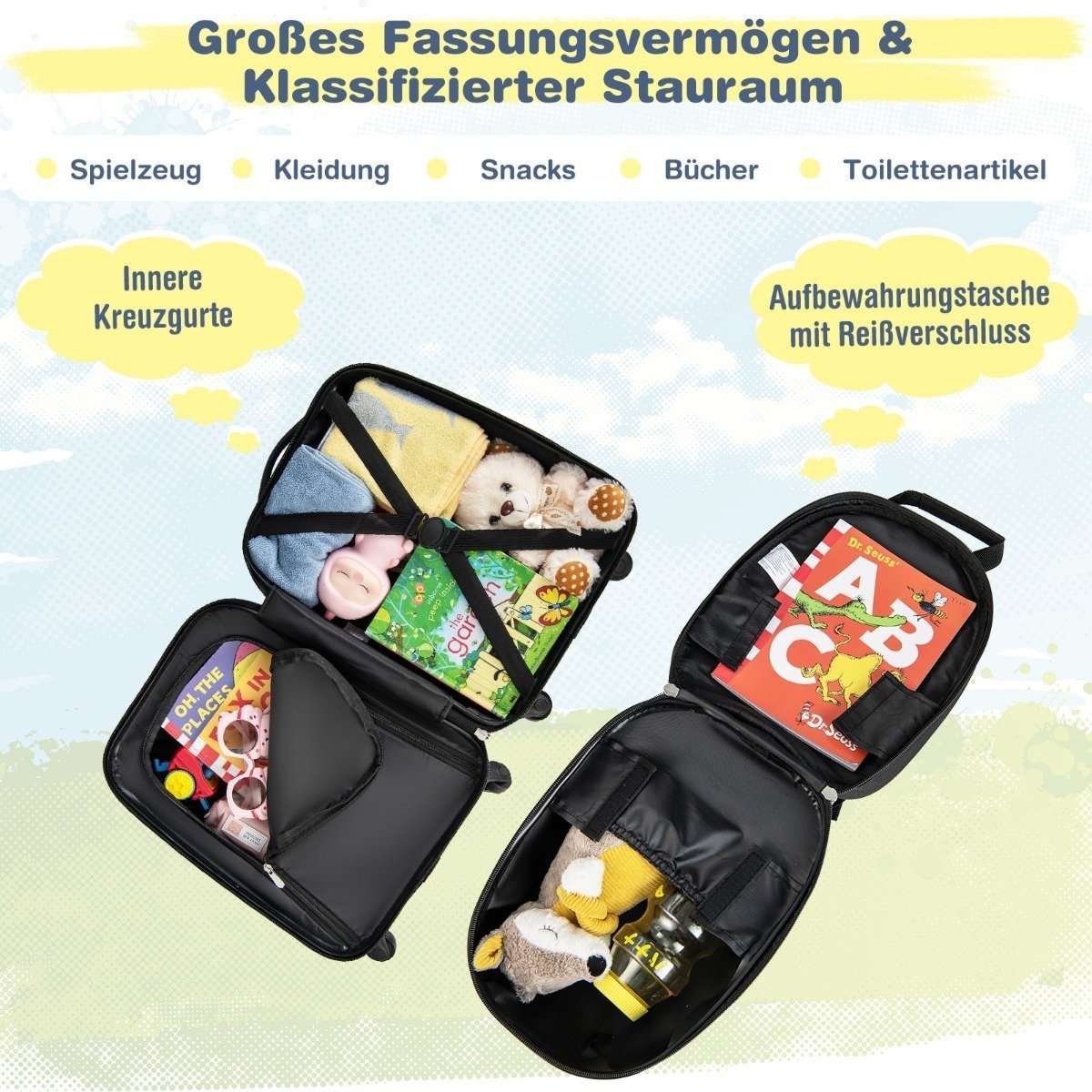 0783501268239 - Hard Shell Case 2-teiliges Handgepäck-Set mit Spinner-Rädern rollend blau