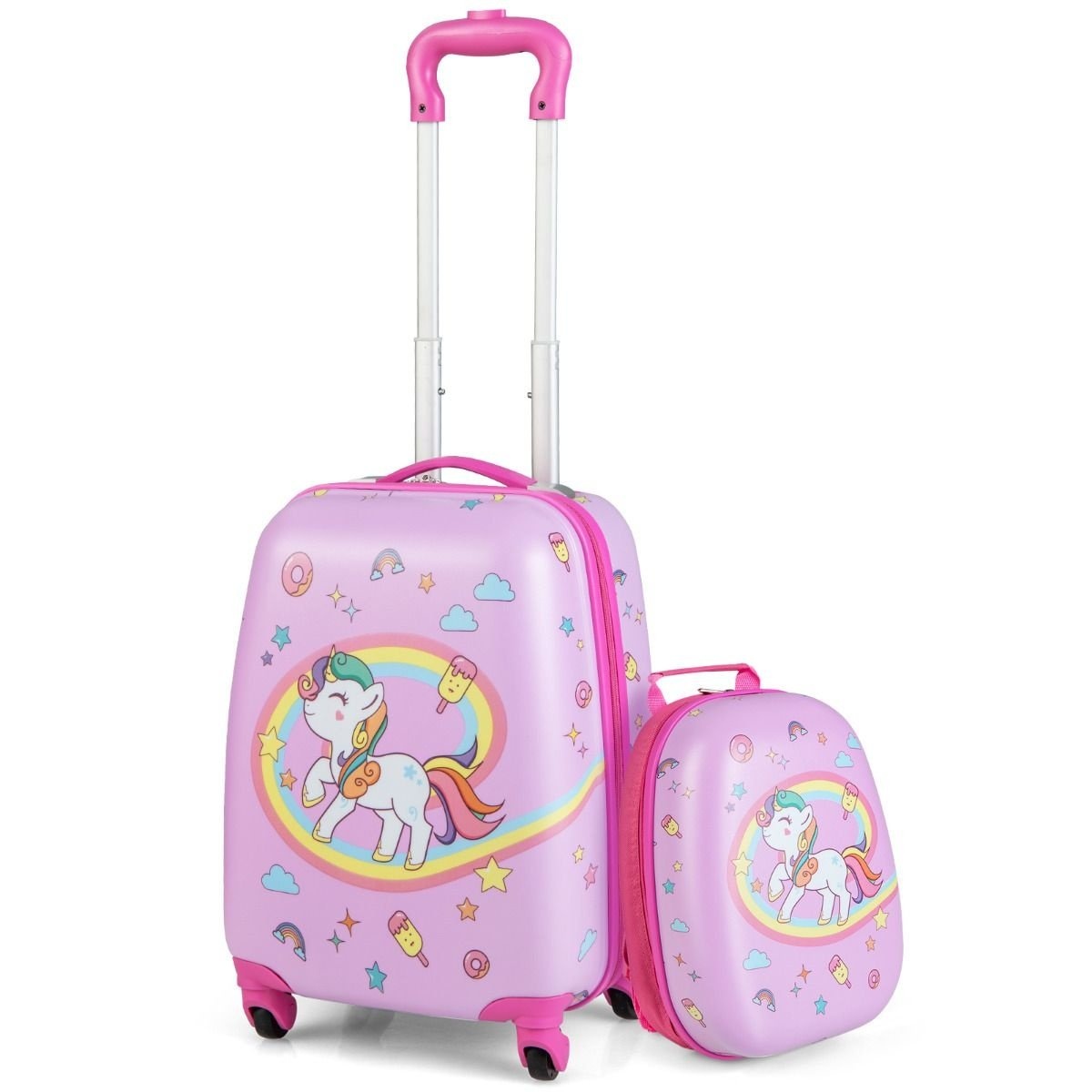 0783501268246 - 2-teiliges Reiseset für Kinder - Rollkoffer und Rucksack - Pink