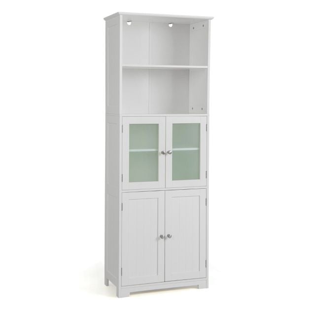 0783501268697 - Badezimmerschrank - MDF mit Glas - 60 x 30 x 163 cm - Weiß