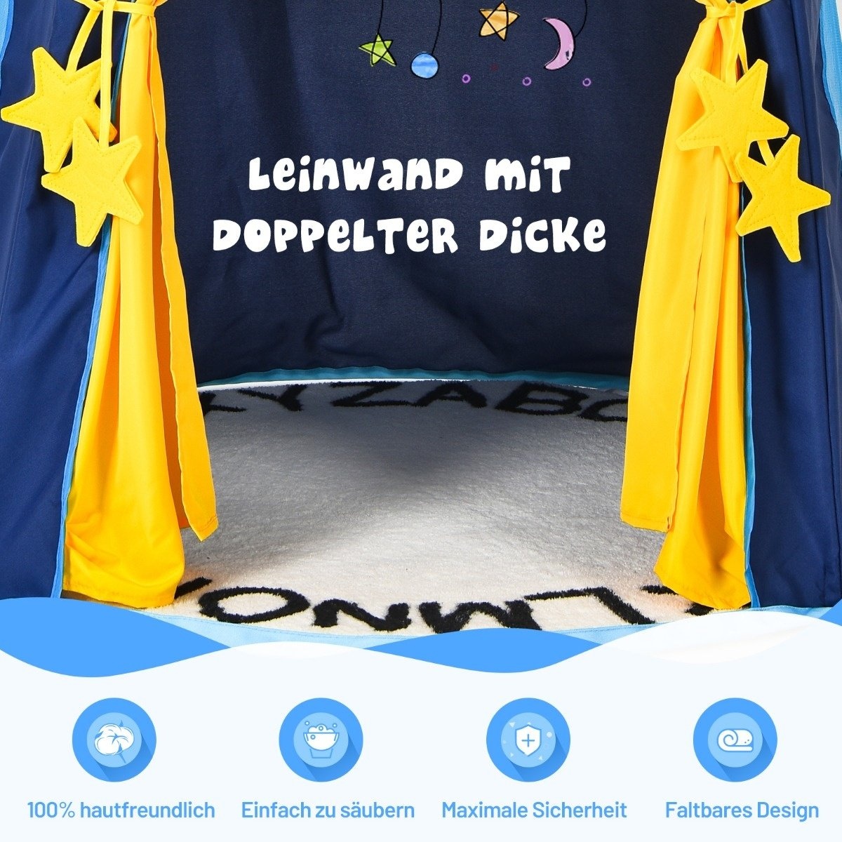 0783501269281 - Childrens Tent tragbares Spielzelt für Kinder 108 x 158 cm blau