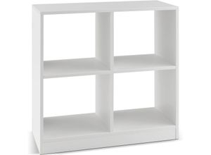 0783501270157 - Bücherregal aus Holz mit 4 Fächern Cube Plank & Kippschutz 73 x 33 x 73 cm weiß