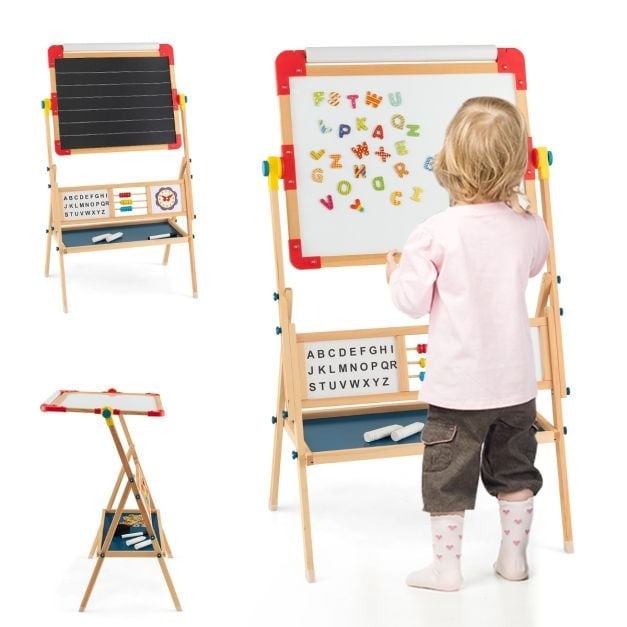 0783501270713 - Childrens Wood Painting Easel Double Sided 3-In-1 Painters Easel Kunst Malerei Staffelei für Kinder ab 3 Jahren aufwärts