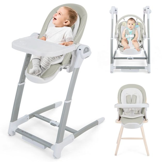 0783501270744 - klappbarer Hochstuhl mit 8 verstellbaren Höhen Evolving Baby Swing mit 5 verstellbaren Rückenlehnen für 0-9 Monate Grau