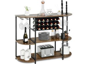 0783501271246 - 120cm Weinregal mit Glashalter & Regalen