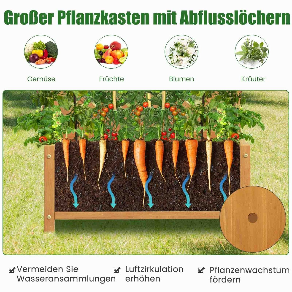 0783501296362 - 180 cm hohes Gartenbeet mit Pflanzgefäß Spalier & Drainagen Orange