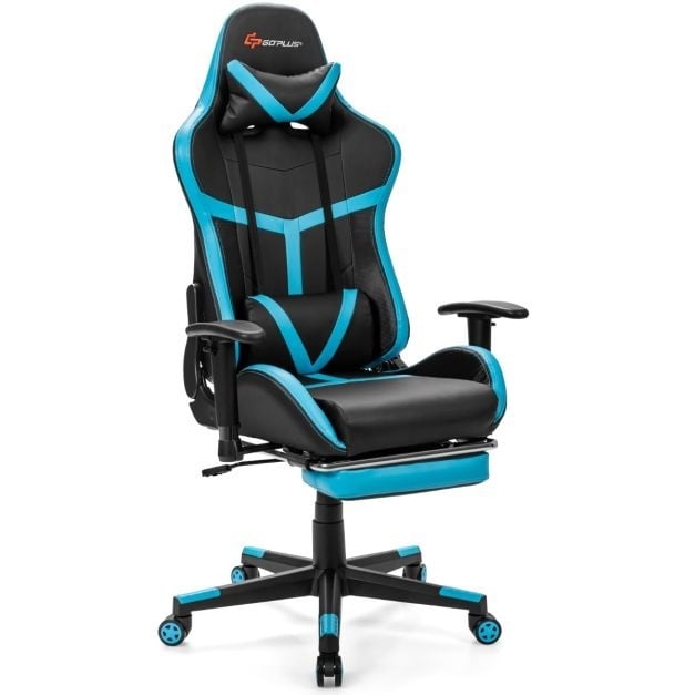 0783501296416 - Gaming Chair Ergonomischer PC-Stuhl mit Kopf- und Lendenstütze Blau