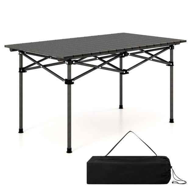 0783501338109 - Aluminium Campingtisch für 4-6 Personen Klappbarer Picknicktisch mit Tragetasche schwarz