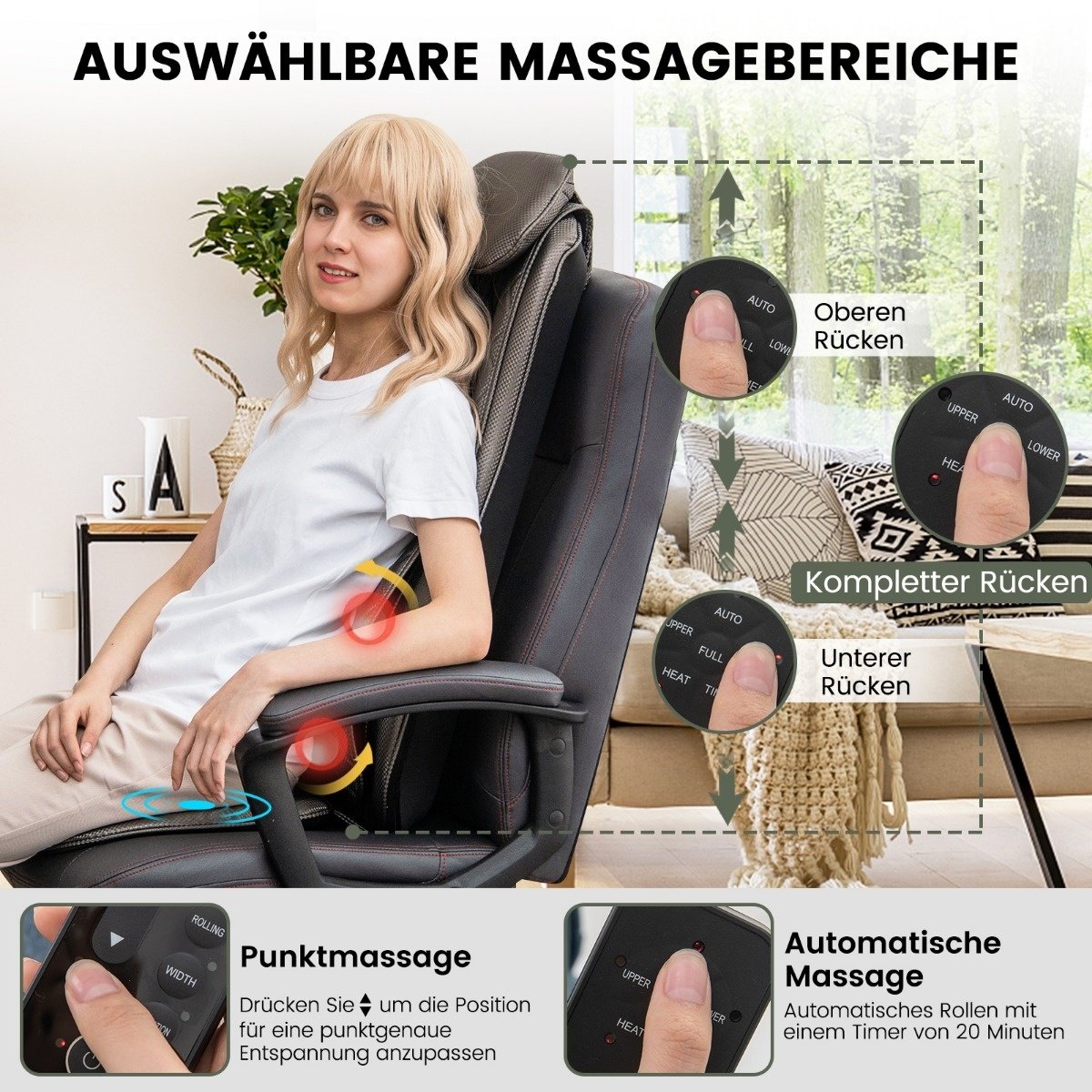 0783501340607 - Massage STEAT Unterstützung Rückenmassage -Gerät mit Wärmefunktion und Vibrationsfunktion