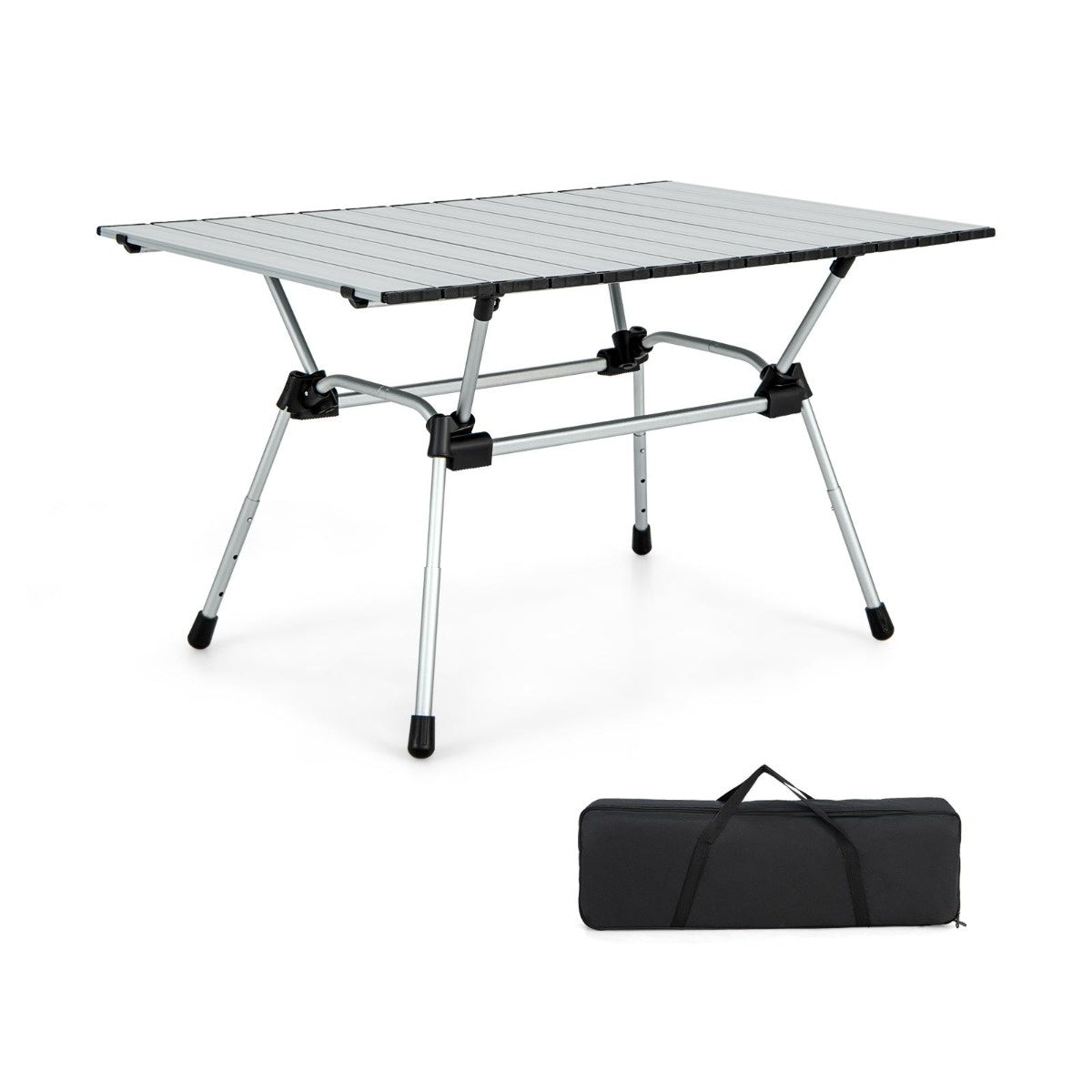 0783501340782 - klappbarer Campingtisch mit einer Tragebühne 4-stufig höhenverstellbar 90 x 605 x 52 cm silber