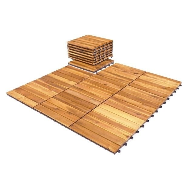 0783501341673 - Wood Tiles - WPC Terrassendielen - Akazienholz - 27 Stück - 30 x 30 x 24 cm