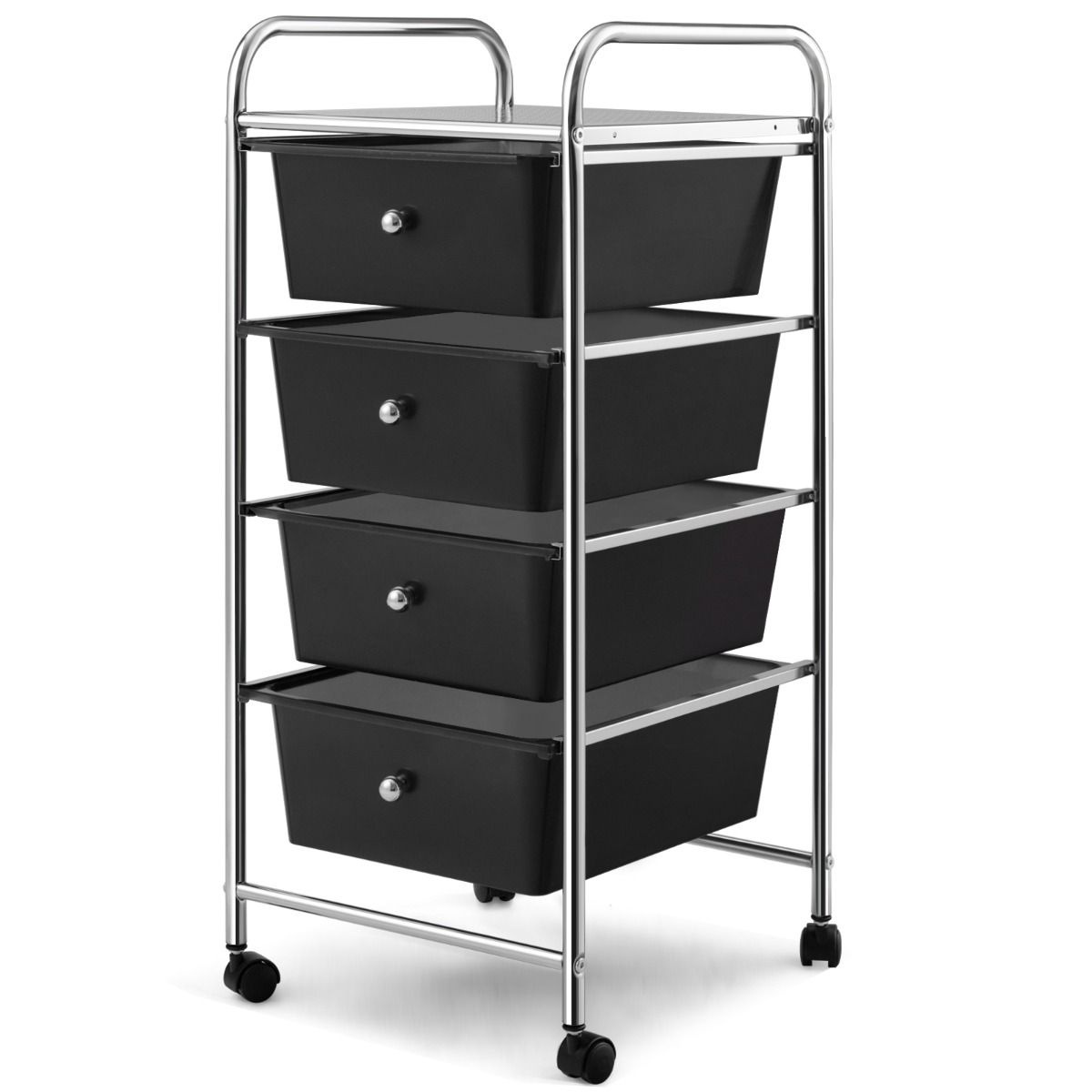 0783501341789 - Costway -trolleys mit 4 stapelbaren Schubladen und Metallrahmen und Lagerung 37 x 32 x 76 cm bunt