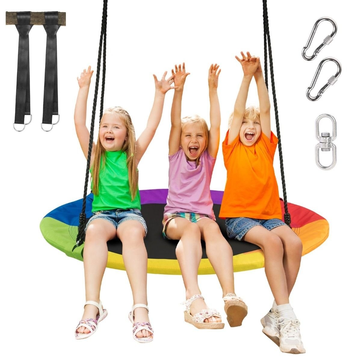 0783501364603 - Round Nest Swing mit hängenden Bändern - ?100 cm - Bunt