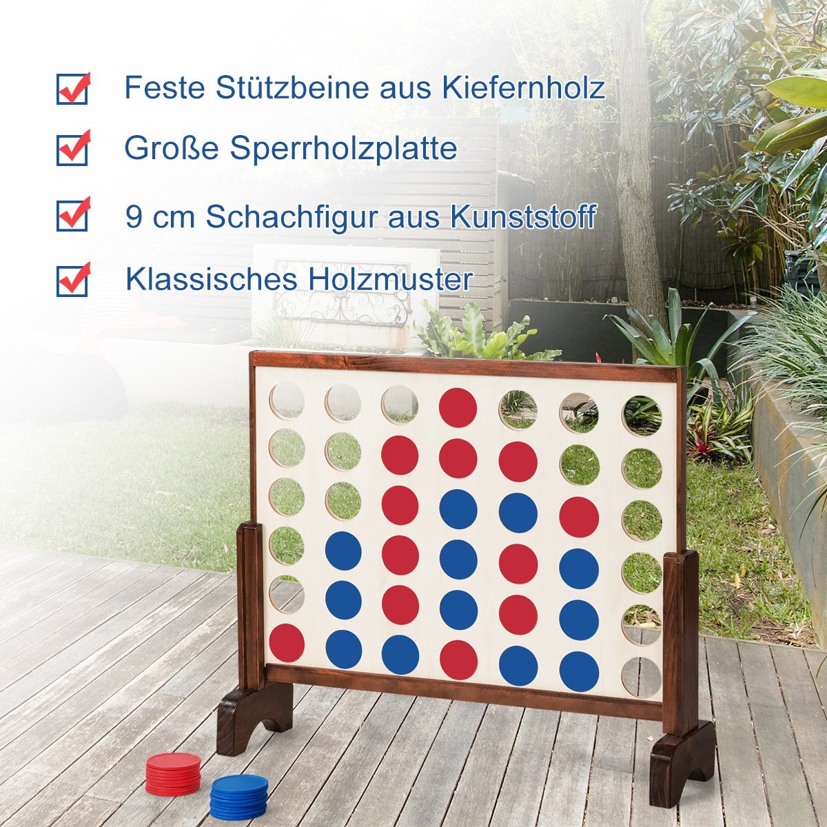 0783501365013 - riesiges 4 Siege Spielset Holzgestell inkl 42 Jumbo-Ringe und Rutsche braun