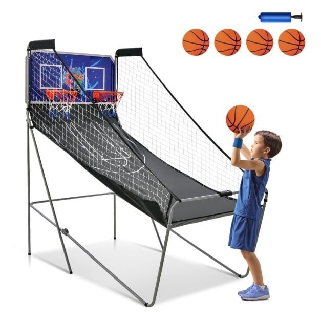 0783501390718 - Indoor Electronic Basketball Game Shooting Machine Electronic Automatic Score Inkl 4 Bälle Dunkelblau + Schwarz