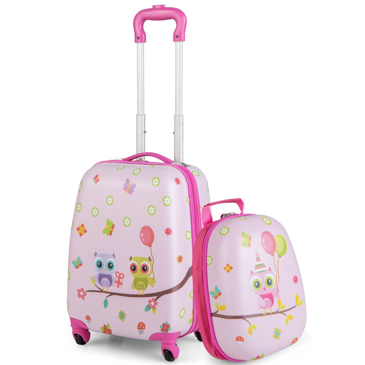 0783501391234 - 2-teiliges Kinderkofferset - 360° Räder - 33 x 22 x 41 cm - ABS - Pink