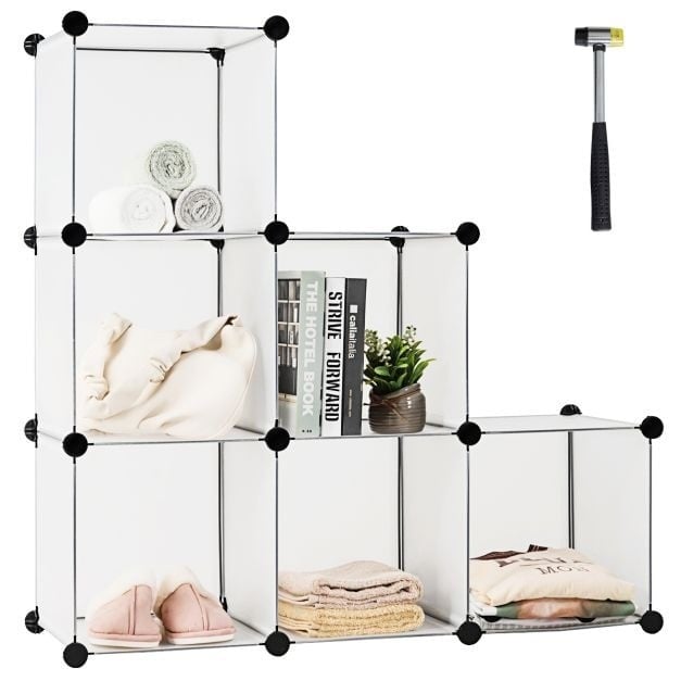 0783501391593 - Aufbewahrungsregal von 6 Würfeln stapelbar Kunststoff Modulare Rack für Schlafzimmer Wohnzimmer 95 x 32 x 945 cm