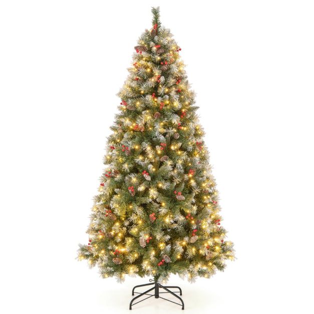 0783501393085 - - Künstlicher Weihnachtsbaum mit Lichtern - 420 Led-Lampen - Weiß Grün - 195x106 cm