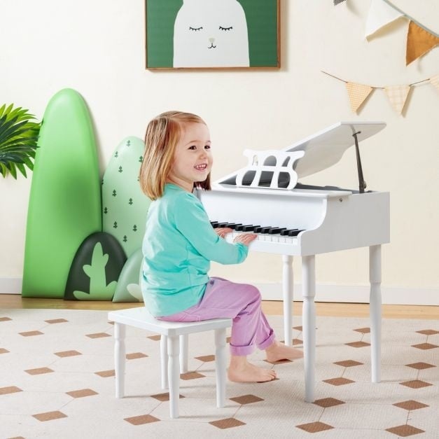 0783501393412 - Kinder-Klavier mit 30 Tasten Notenständer und Bank Spielzeug-Klavier Mini-Musikspielzeug-Keyboard-Instrument Rosa Weiß Schwarz