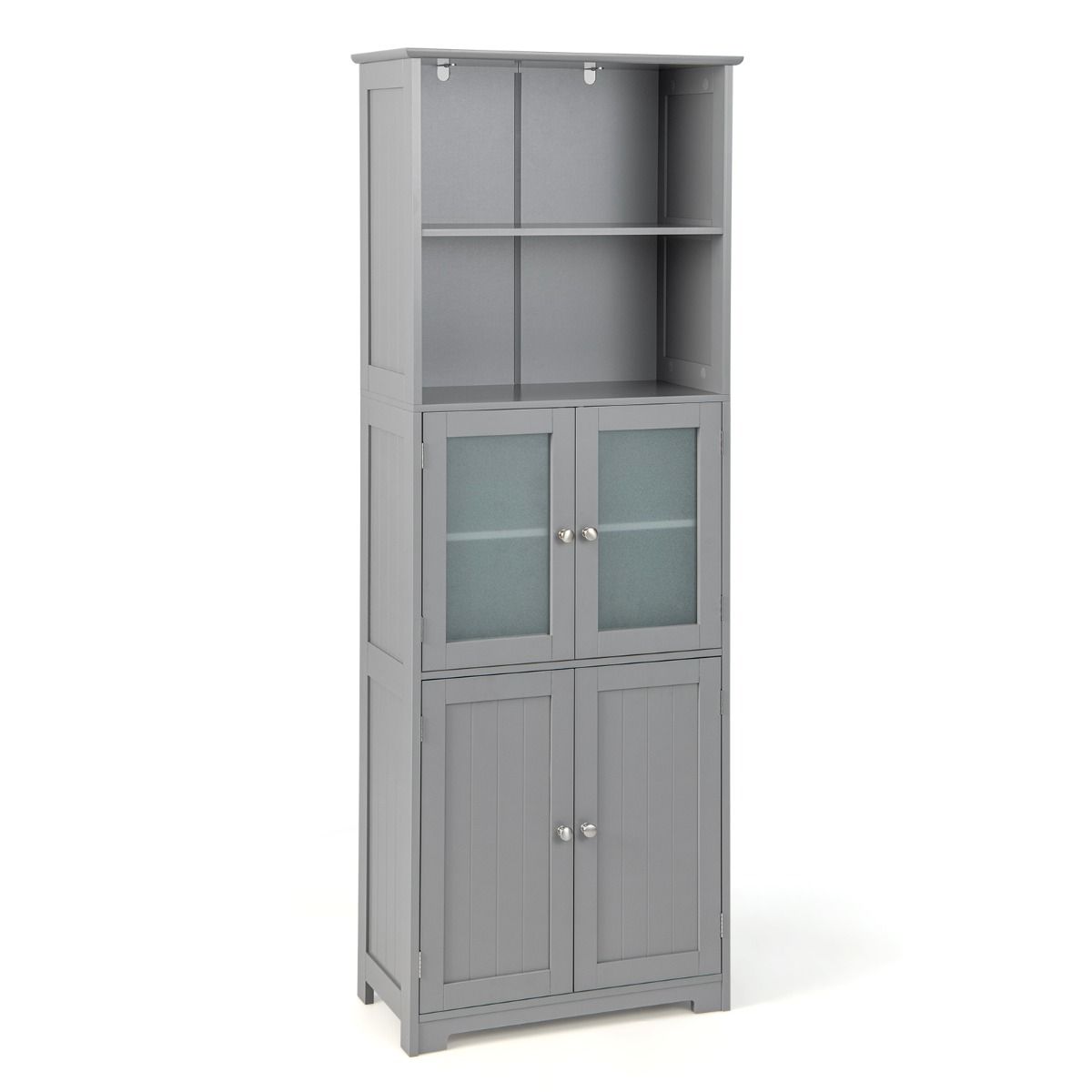 0783501394303 - Lagerschrank freistehend - 2 Schränke + 2 Einlegeböden - 60 x 30 x 163 cm - Grau