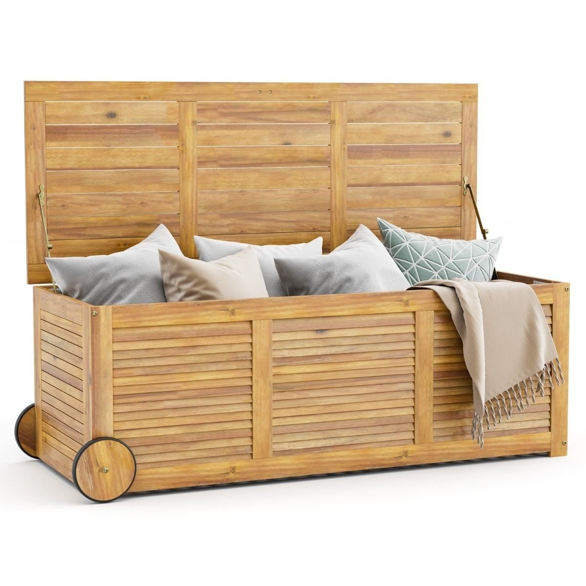 0783501395058 - Kissenbox Akazienholz - wasserfest - 182L - 127 x 50 x 45 cm - Braun