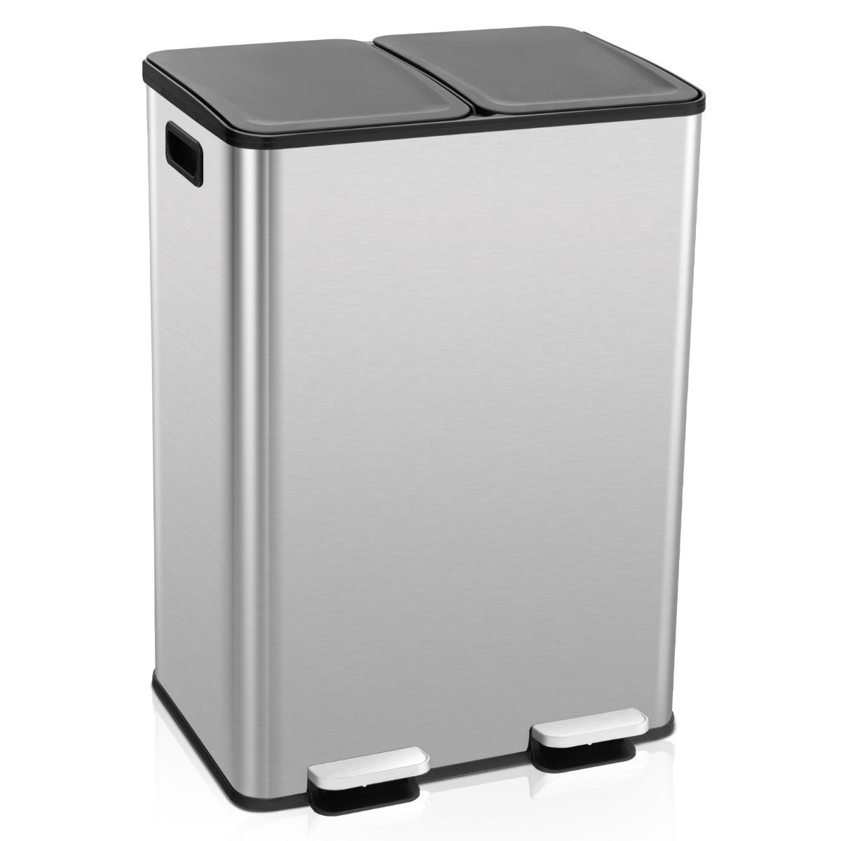 0783501395119 - Küstenabfalleimer mit 2 Fächern - 2 x 30L - 48 x 38 x 67 cm - Silber