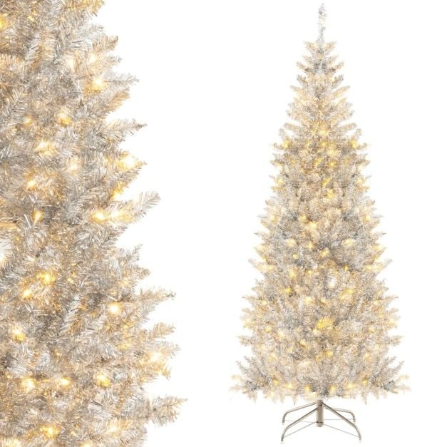 0783501423522 - Weihnachtsbaum mit Beleuchtung - 300 LED - 790 Zweige - 180 cm - Silber