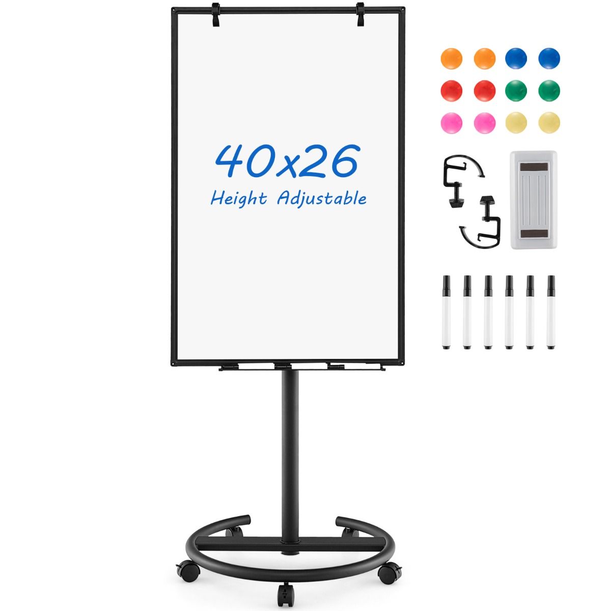 0783501424208 - Magnetisches Whiteboard - Inklusive Zubehör - Mobil - 100 x 65 cm - Schwarz