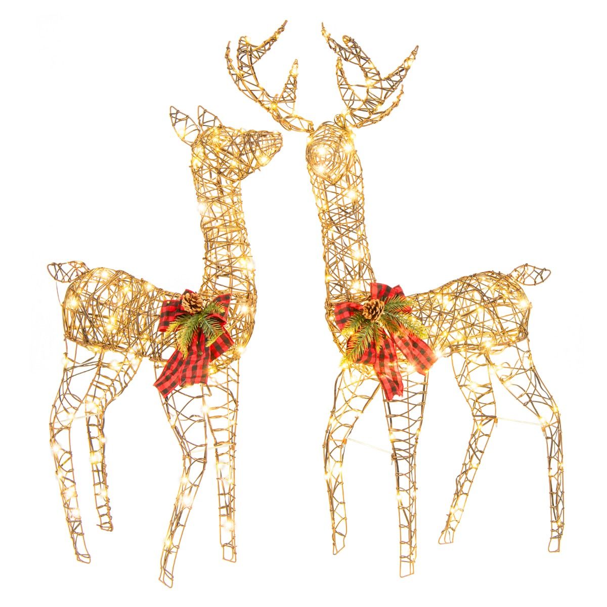 0783501425328 - 2-tlg beleuchtetes Rentier Weihnachtsdekoration - 200 LED - 70 x 36 x 110 cm - Braun