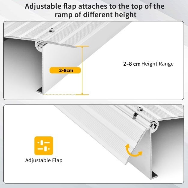 0783501425663 - Schwellenrampe 85 cm Höhenverstellbarer stabiler Aluminiumrahmen Rutschfeste Oberfläche 317 kg Tragkraft