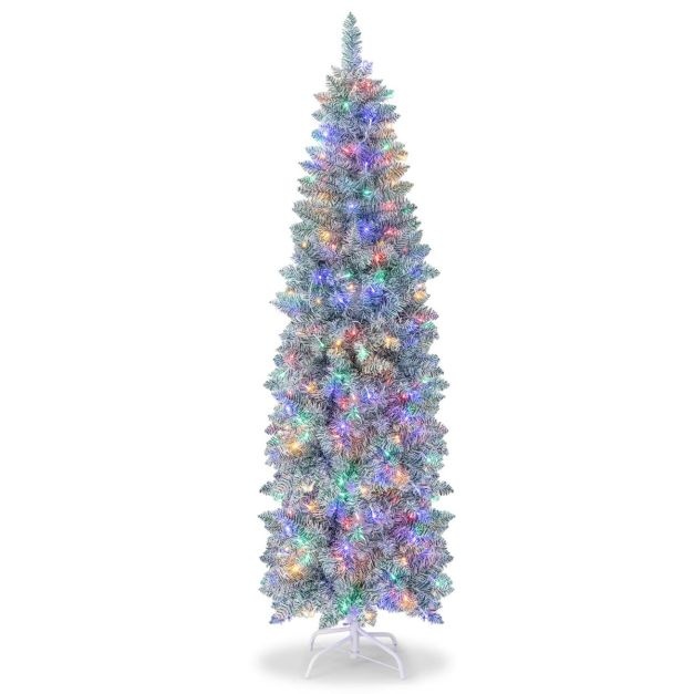 0783501426004 - 180 cm beleuchteter künstlicher Weihnachtsbaum Klappbarer Partybaum mit 475 Zweigenden 250 mehrfarbige LED-Lichter Schlanker Weihnachtsbaum