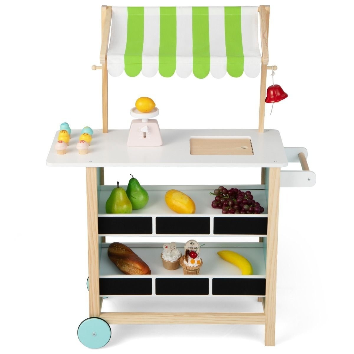 0783501426554 - Kinder-Eiswagen - 6 Fächer - Stoffverdeck - MDF Kiefer - 795 x 295 x 100 cm