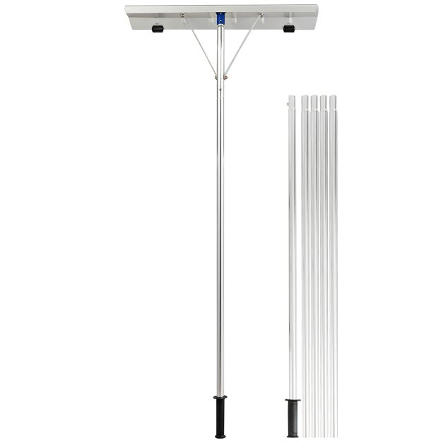 0783501427056 - Einziehbarer Aluminium-Schneeräumer Hochwertige Klinge 5 Teile Rutschfester Griff zum Entfernen von Schnee und nassem Laub von Dächern