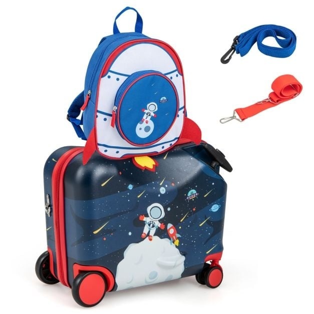 0783501427087 - Kinderreisekoffer & Rucksack - Weltraumthema - Schwarz Blau