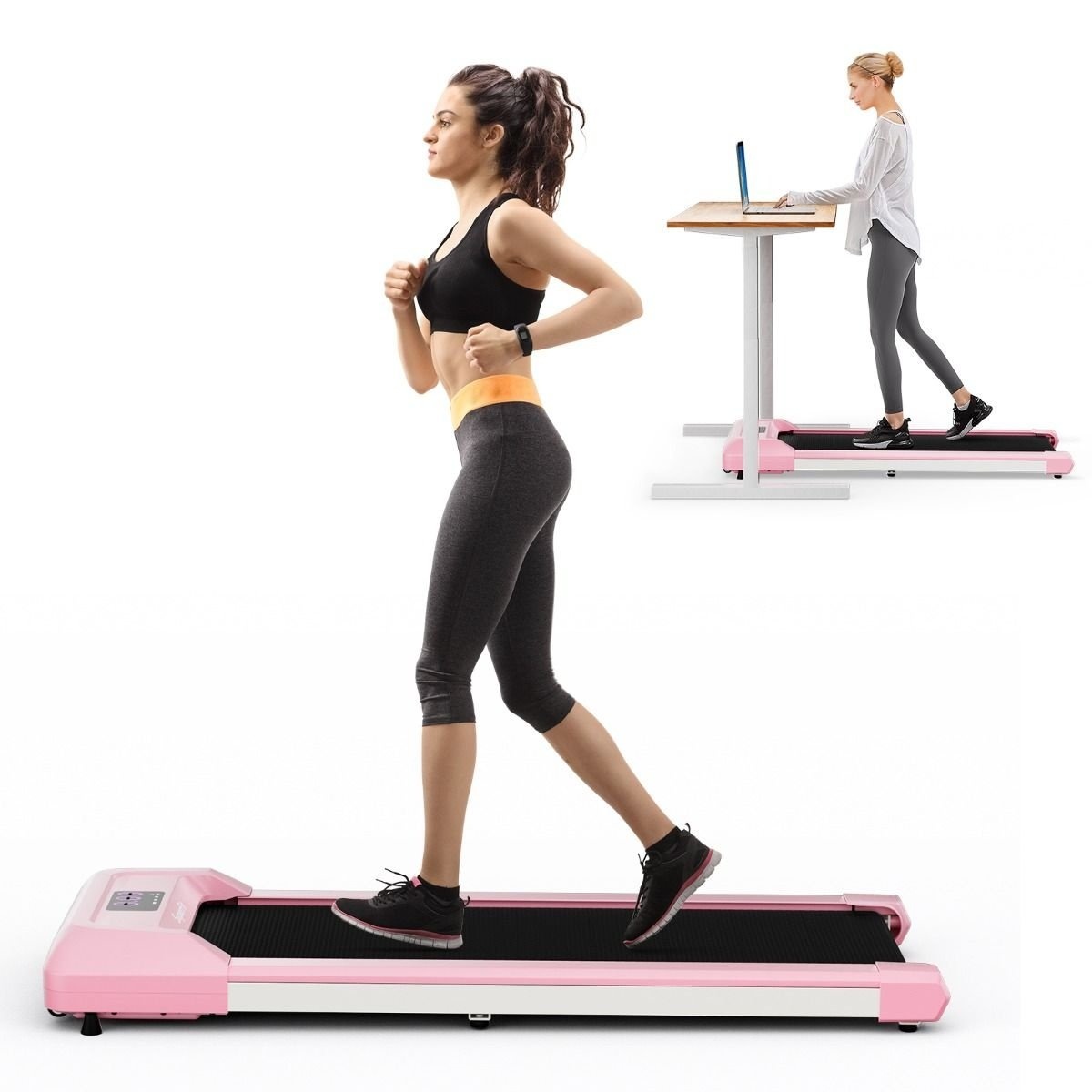 0783501427193 - Coast-Laufband mit LED-Anzeige - 6 k m h - Max 120 kg - Rosa - 122 x 53 x 15 cm