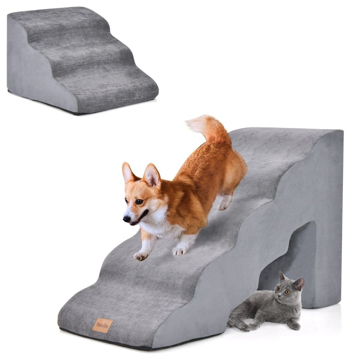 0783501427520 - Pet Stairs - Schaumgummi - 2 Stufen - Max 30 kg - 83 x 40 x 56 cm - Grau