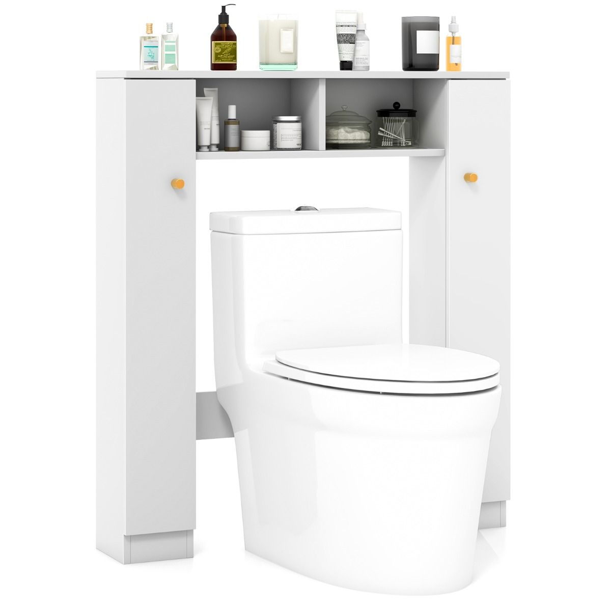 0783501427872 - Toilettenkabinett - 2 Türen - 2 offene Fächer - verstellbare Einlegeböden - 18 x 875 x 98 cm - Weiß