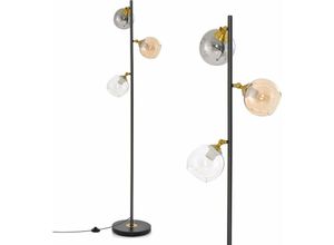 0783501439677 - 162cm Stehlampe 3 flammig freistehende Stehleuchte mit Fußschalter E27-Glühlampensockel Metallmast Leselampe für Wohnzimmer Arbeitszimmer &