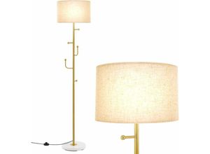 0783501439684 - Stehlampe 1665cm Garderobenständer mit 5 Haken & Fußschalter Stehleuchte E27 Sockel Leselampe für Schlafzimmer Wohnzimmer - Costway